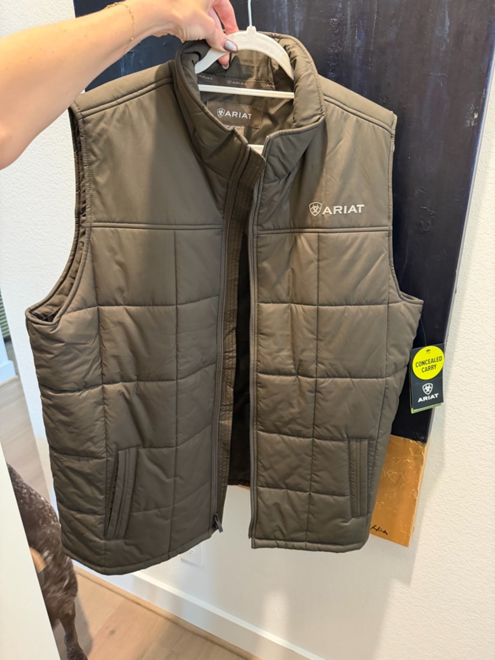 Ariat Quilted Vest in Olive - Concealed Carrying Vest